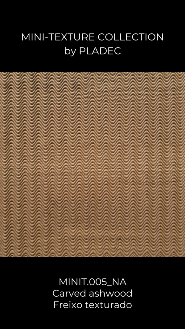 A ash-wood panel with a wavy texture, created by the simple marked wood patterns.