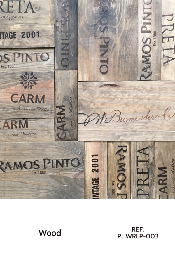 A natural wood accent design, made by simple wood planks with a laser engraved theme. The theme is customizable, and we can create different engravings for each.