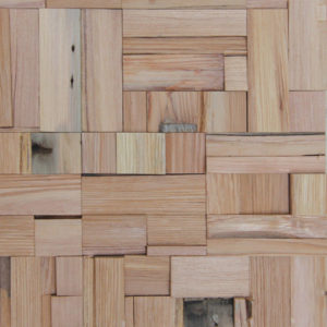 A wood panel, composed by individual wood pieces. Hand-applied with different orientations, this panel doesn't exactly have a pattern but is always a repetition of itself.